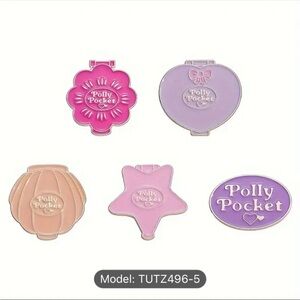 Polly Pocket Enamel Pin Set - Pink, Purple & Peach